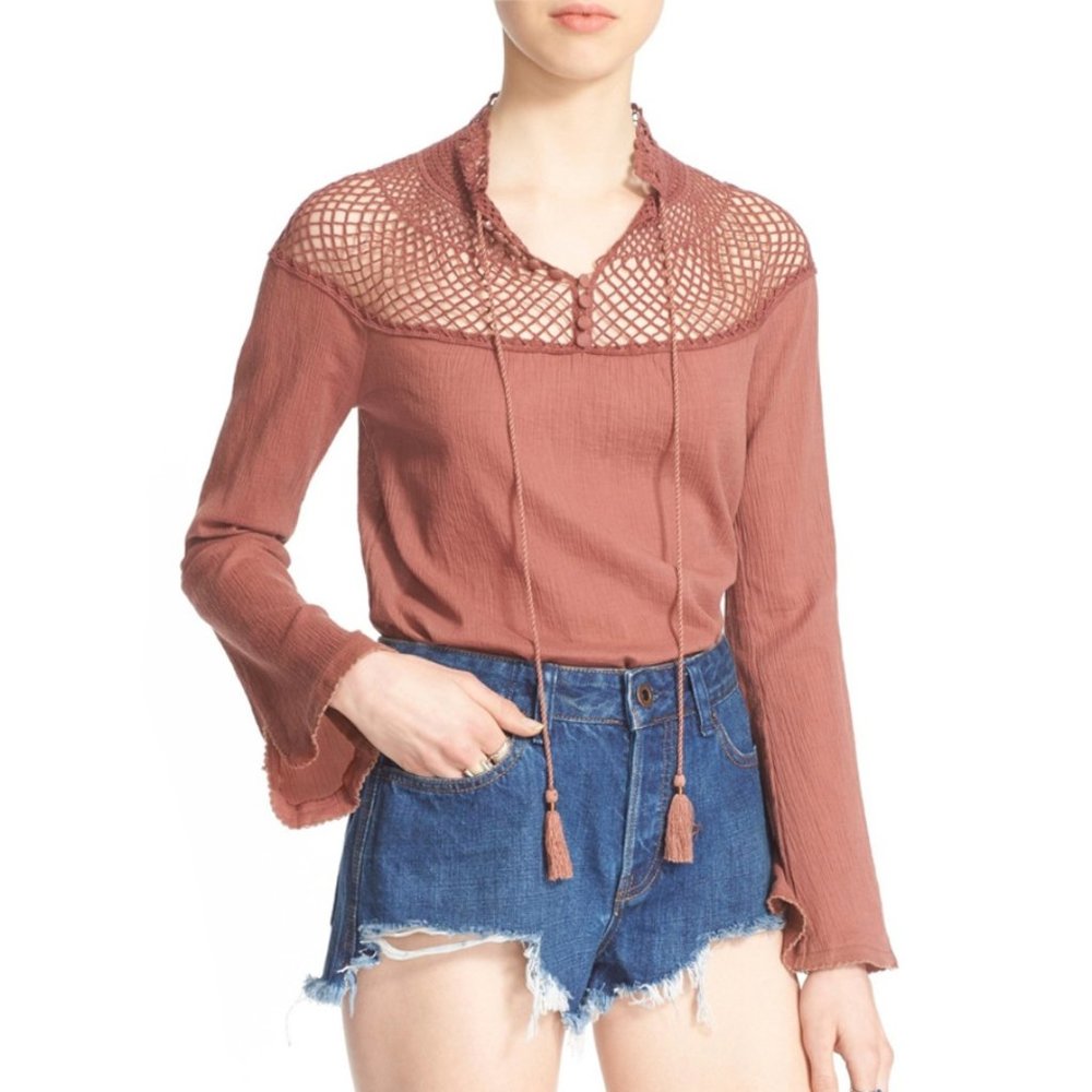 FREE PEOPLE On the Island Blouse, Spice, XS